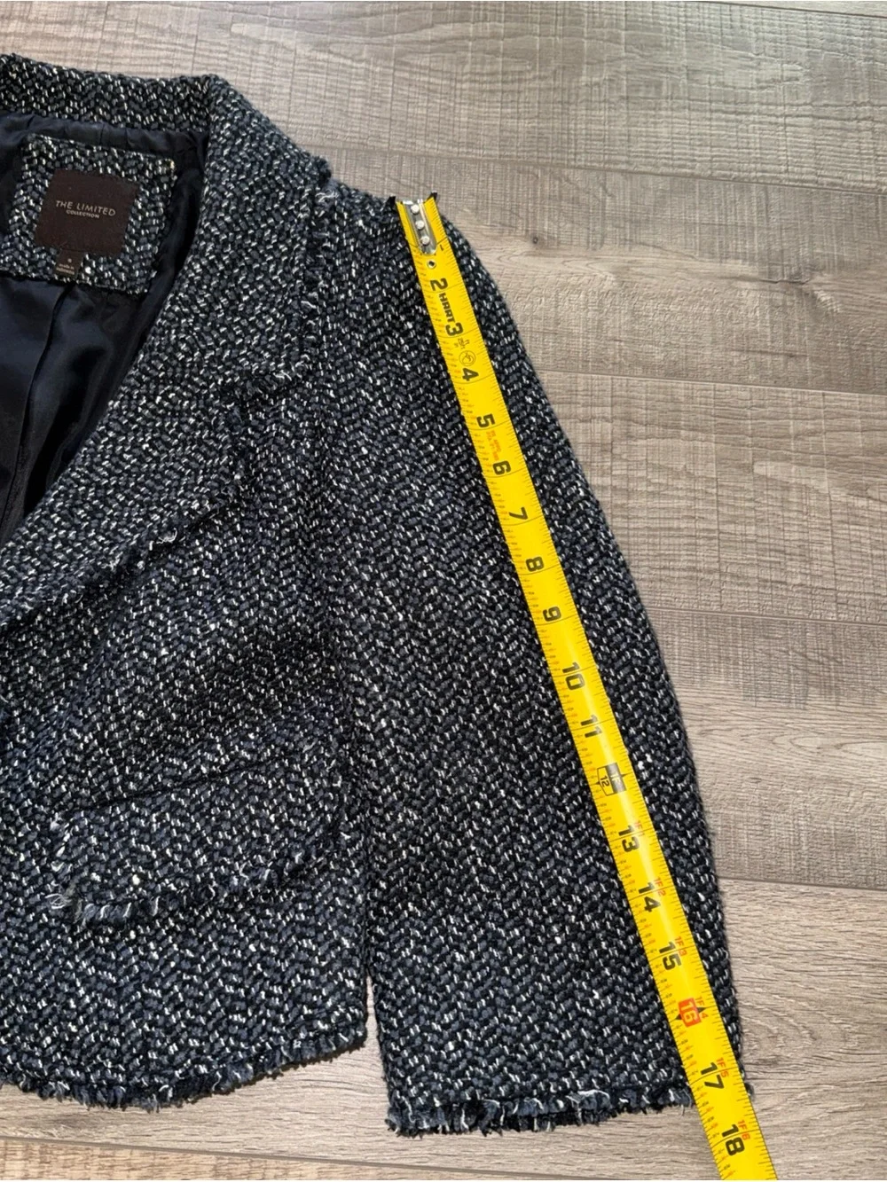 The Limited Women's Black & Gray Tweed Cropped Jacket size small